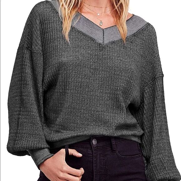 Free People We The Free South Side Thermal V-Neck - Picture 1 of 8